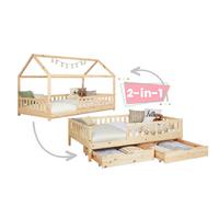 Stauraumbett Duo ca. 100x200 cm Kiefer massiv - Naturfarben, MODERN, Holz (100/200cm) - MID.YOU