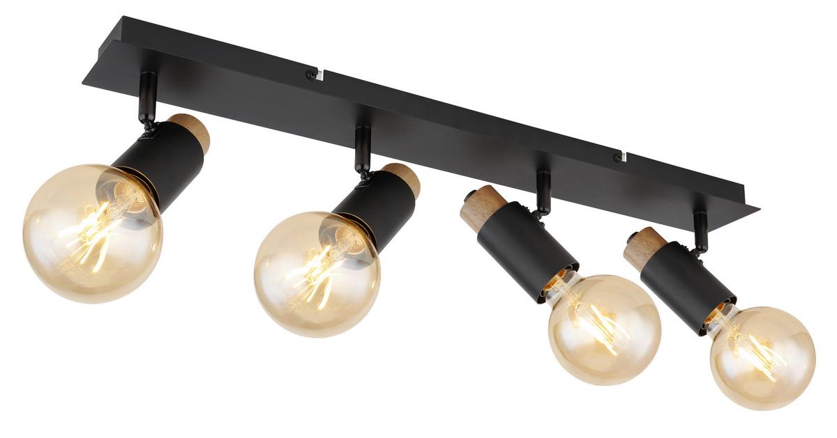 Strahler Matti Schwarz/Braun max. 40 Watt - Dunkelbraun/Schwarz, Design, Holz/Metall (65,5/8/14,5cm) - Globo