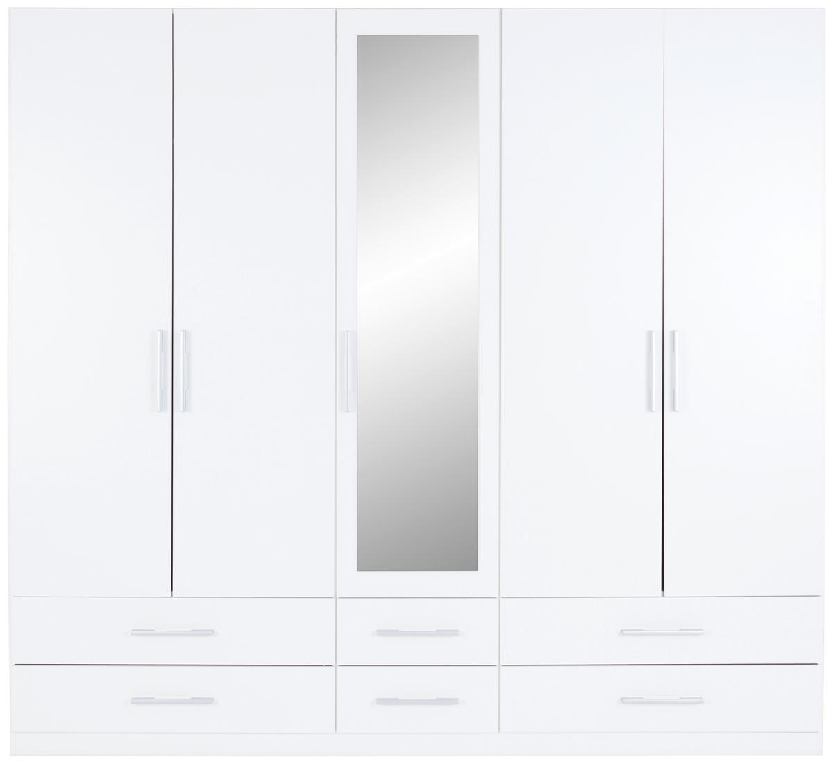 Șifonier HERFORD - alb, Modern, sticlă/material pe bază de lemn (226/210/54cm)