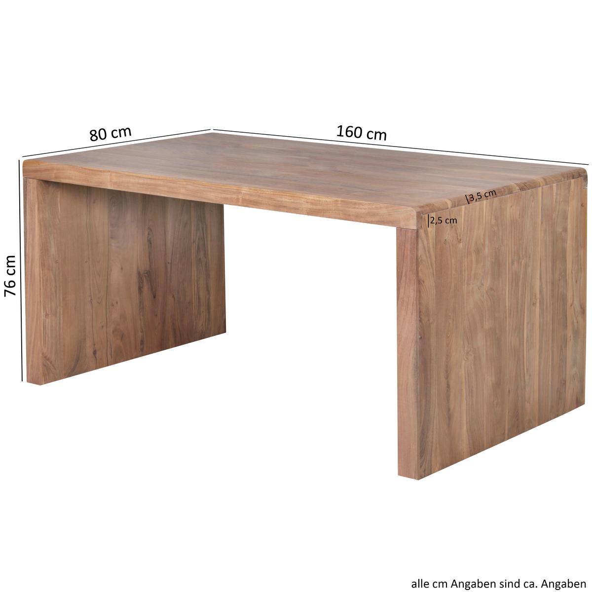 Pisalna Miza Boha, Pravi Les, 160x80cm - barve akacije, Design, les (160/80/76cm) - MID.YOU