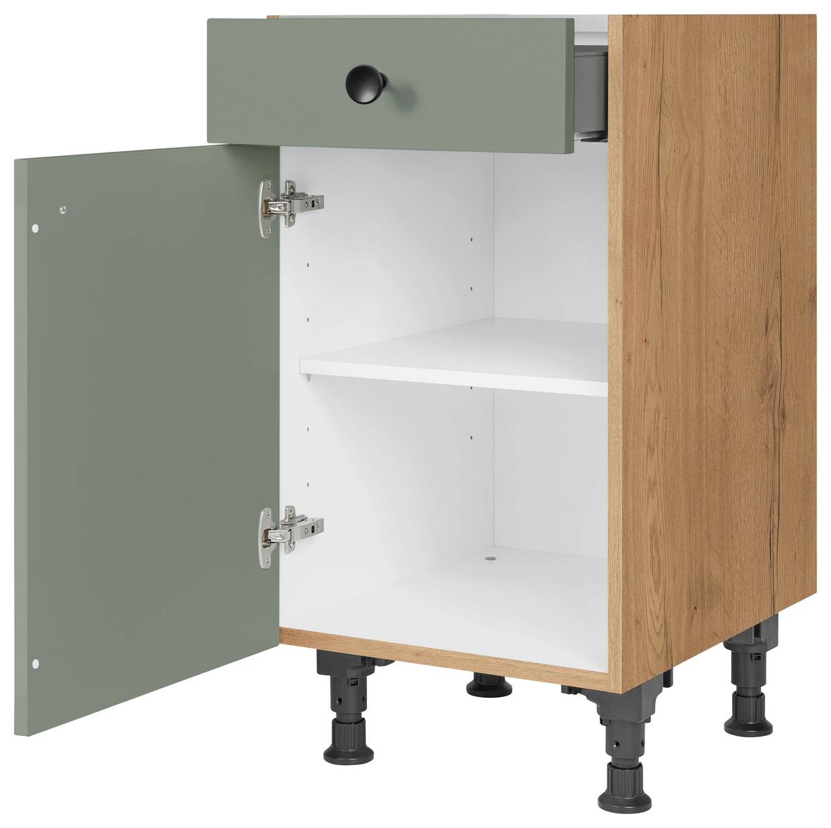 Schubkastenunterschrank Cascada Grün - Eichefarben/Schwarz, MODERN, Holzwerkstoff/Metall (45/87/56cm) - Nobilia