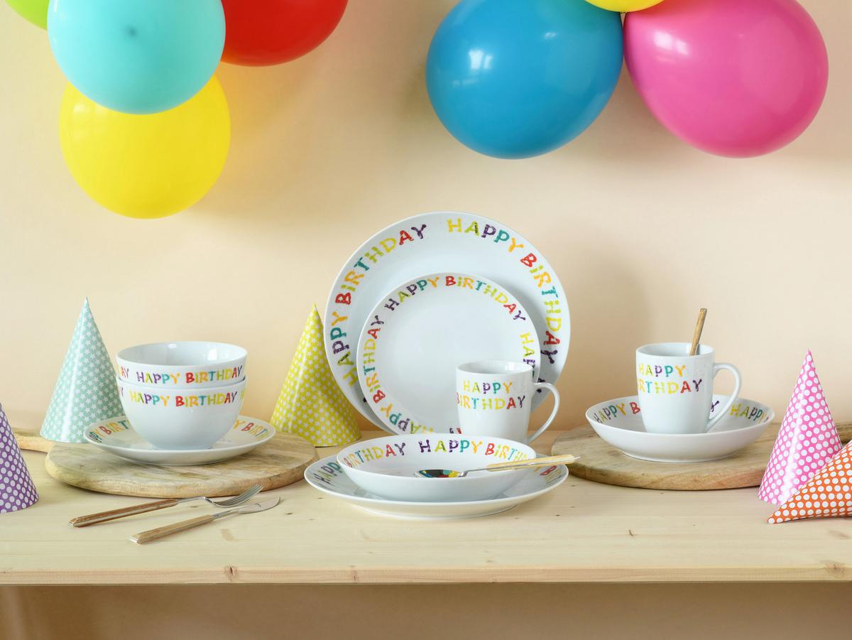 Kombinirani Servis Happy Birthday, 10-Delni - večbarvno, Basics, keramika - Creatable