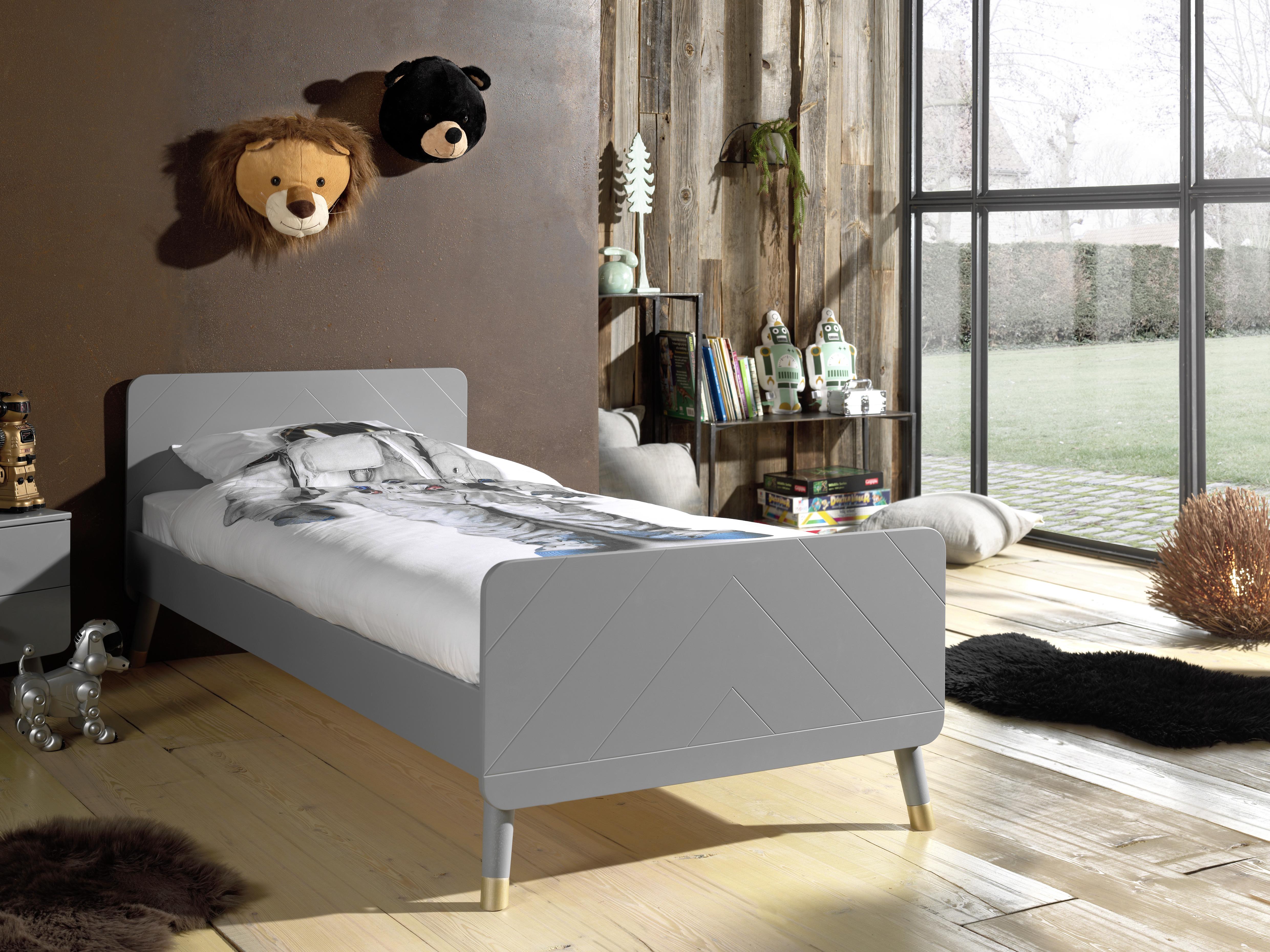Kinderbett Billy 90x200 cm Grau mit Lattenrost - Grau, KONVENTIONELL, Holzwerkstoff (90/200cm) - MID.YOU
