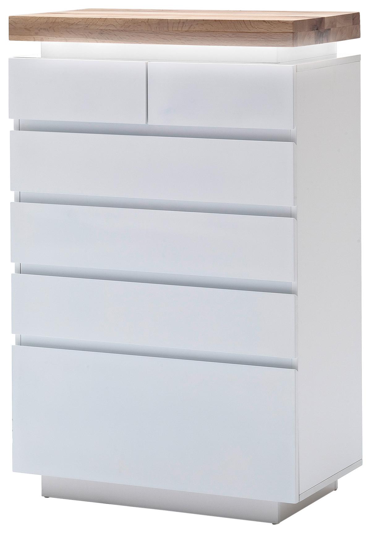 KOMODA ROMINA - kolor dębowy/biały, Design, materiał drewnopochodny/drewno (73/114/40cm)