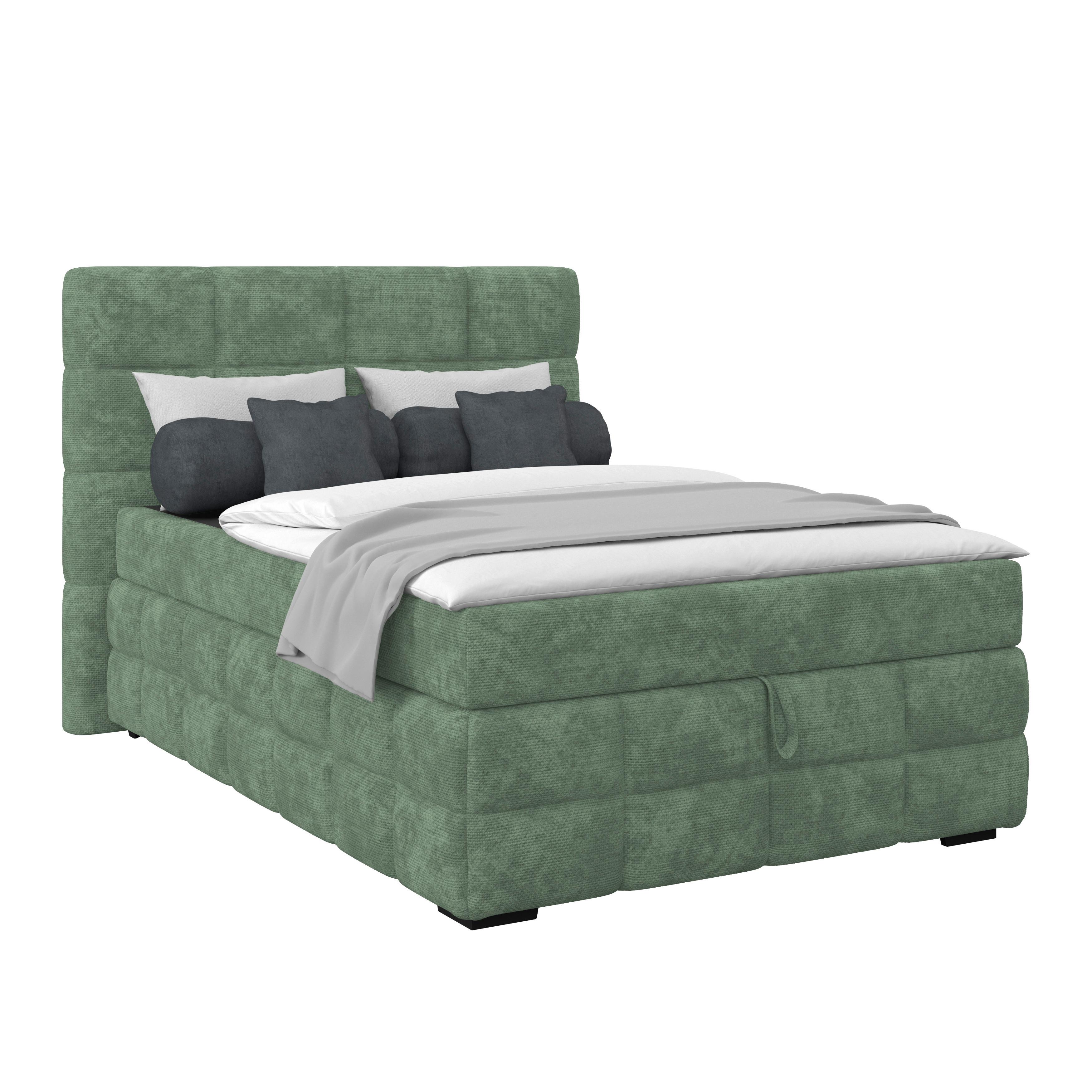 Box Krevet Vega - zelena/boje mente, Trend, tekstil/drvo (140/200cm) - Modern Living