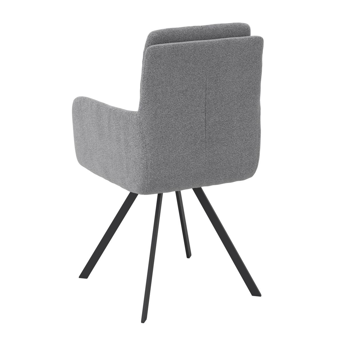 Armlehnstuhl Marie Grau Webstoff Drehbar Gepolstert - Schwarz/Grau, MODERN, Holz/Textil (60/95,5/65cm) - Bessagi Home