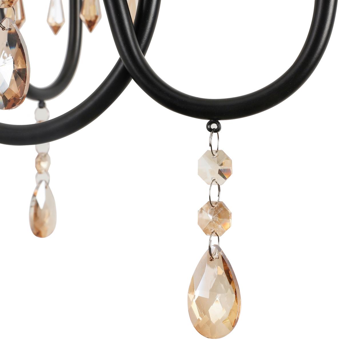 Hängeleuchte Kristina in Schwarz/Gold max. 40 Watt - Goldfarben/Bernsteinfarben, Modern, Glas/Metall (60/120cm) - Modern Living