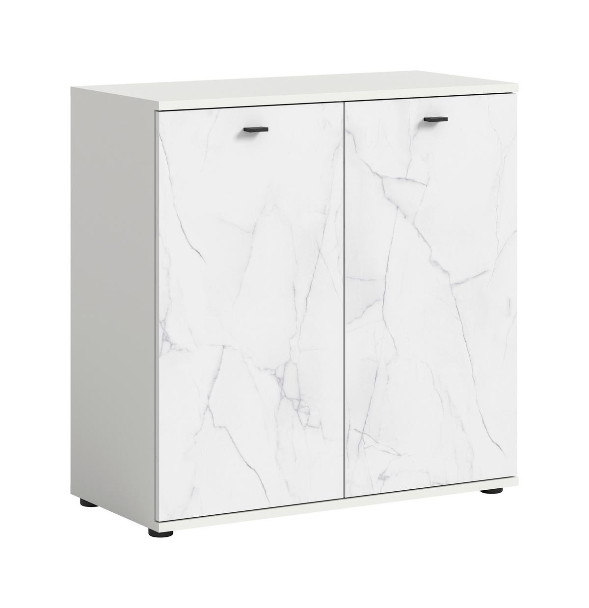 Komoda Stone - bijela/crna, Design, drvni materijal/plastika (86/87/40cm) - Modern Living