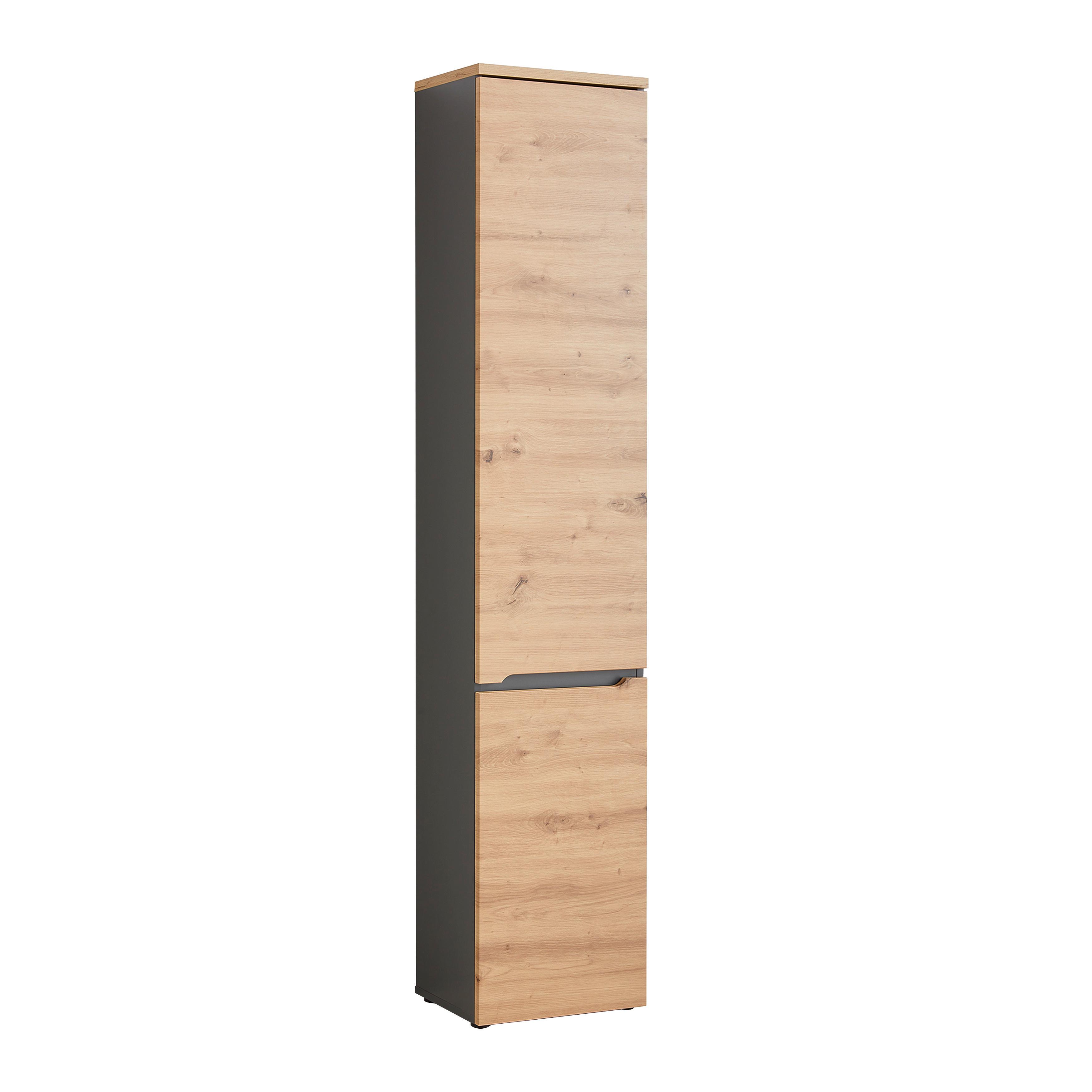 Hochschrank Memphis Artisan Eiche/Grau - Schwarz/Eiche Artisan, MODERN, Holzwerkstoff/Kunststoff (40/195/31cm) - Mömax