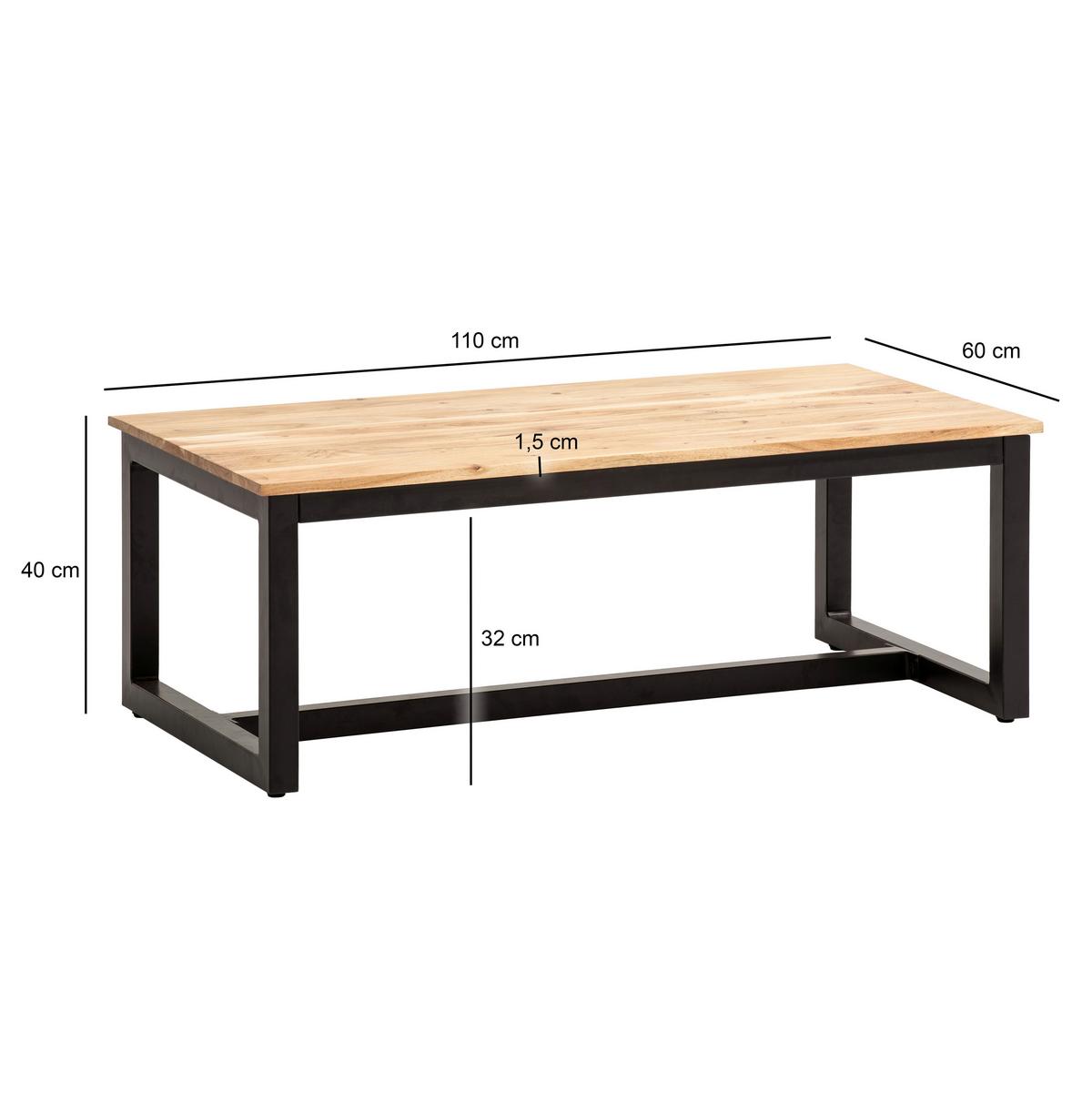 COUCHTISCH WL7.063 - Schwarz/Akaziefarben, Design, Holz/Metall (110/60/40cm) - MID.YOU