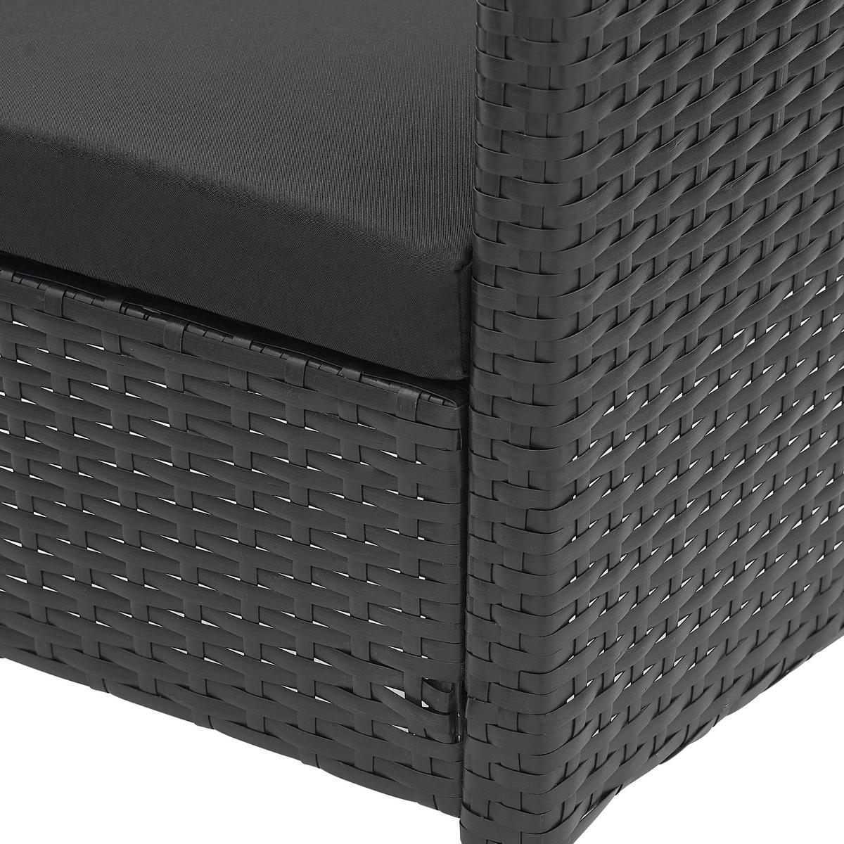 Balkonset 3-tlg. Schwarz - Schwarz, Design, Glas/Kunststoff - Gardenson