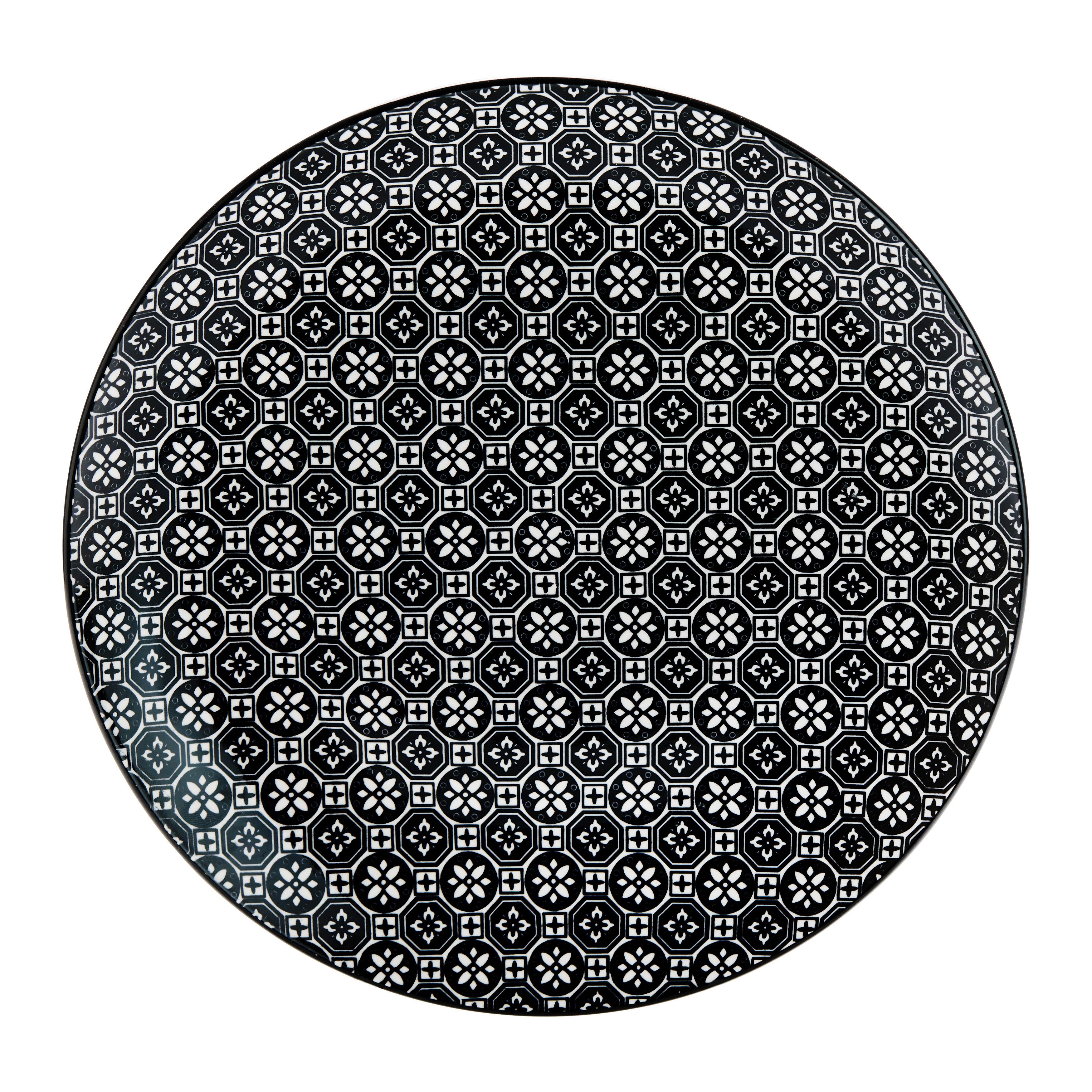 Tanjur Plitki Shiva - bijela/crna, Lifestyle, keramika (27/2,5cm) - Mömax