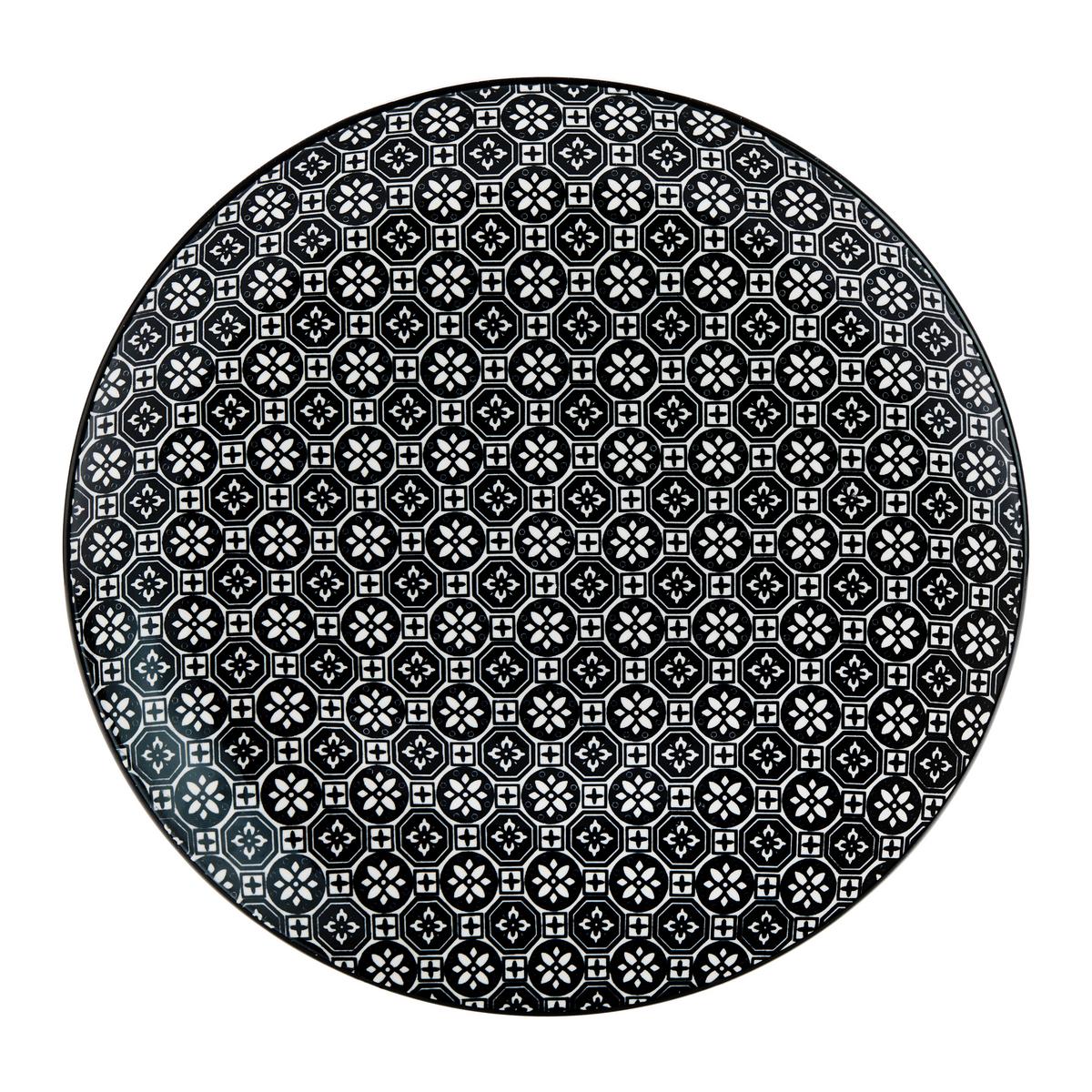 Speiseteller Shiva Schwarz/Weiss - Weiss/Schwarz, Lifestyle, Keramik (27/2,5cm) - Mömax