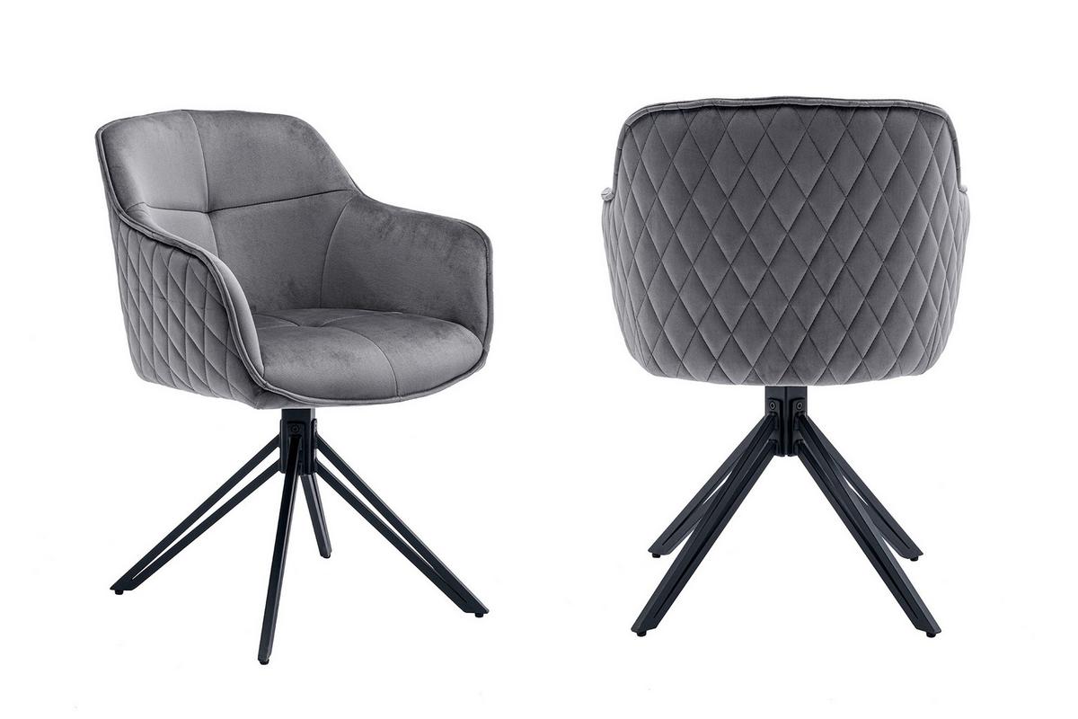 Naslanjač Samt, Siva, Vrtljiv - siva/črna, Moderno, kovina/tekstil (59/83/60cm) - Livetastic