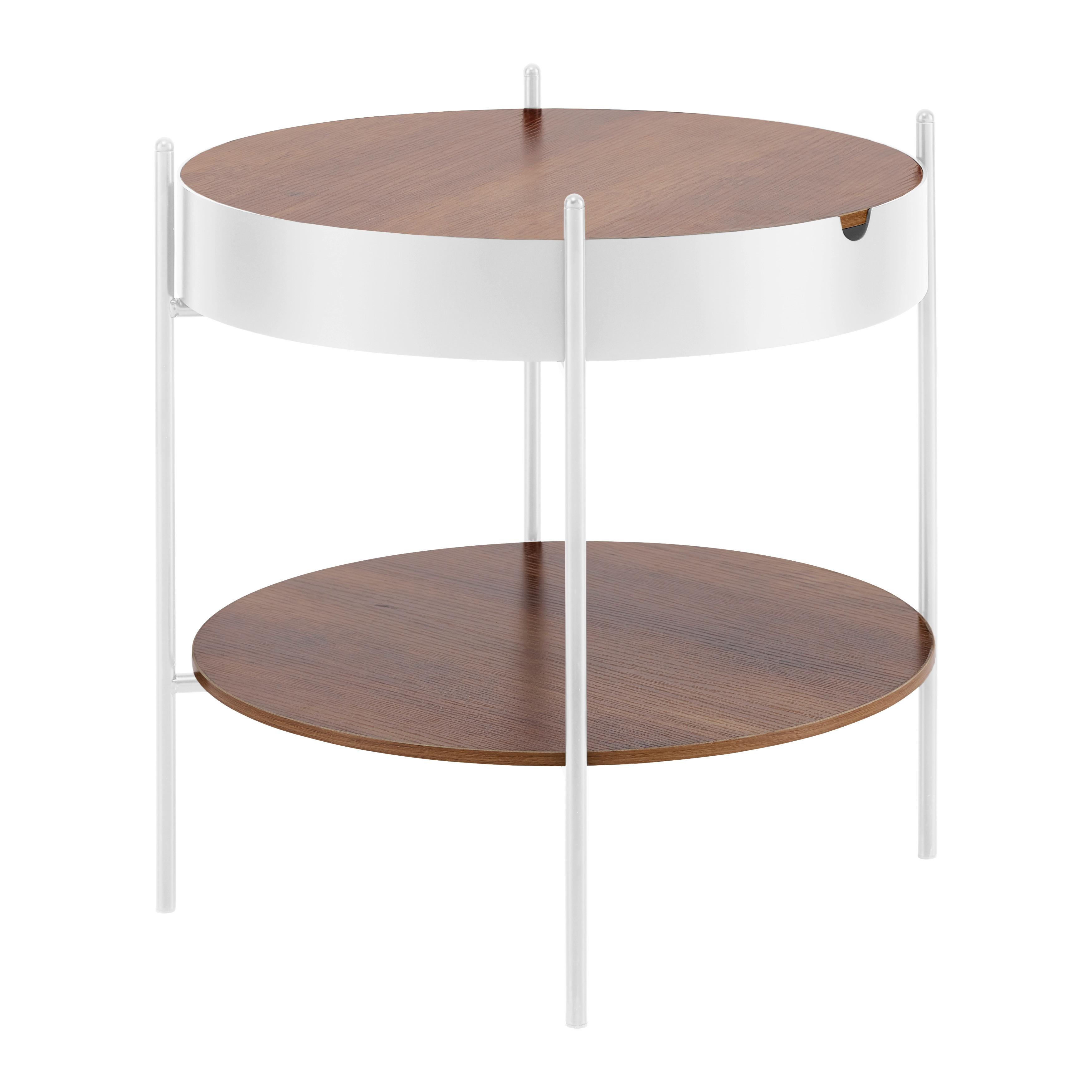 Kisasztal Kerek Franka - natúr színű/fehér, Modern, faalapú anyag/fém (48/48cm) - Mömax