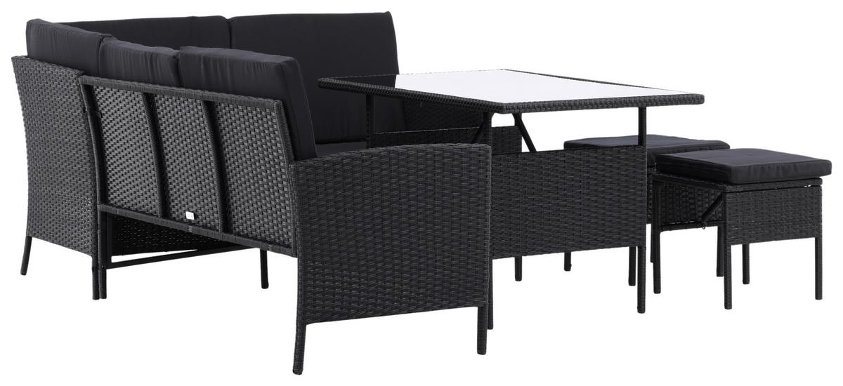 Dining-Loungeset Knock Schwarz - Schwarz, KONVENTIONELL, Kunststoff - Gardenson