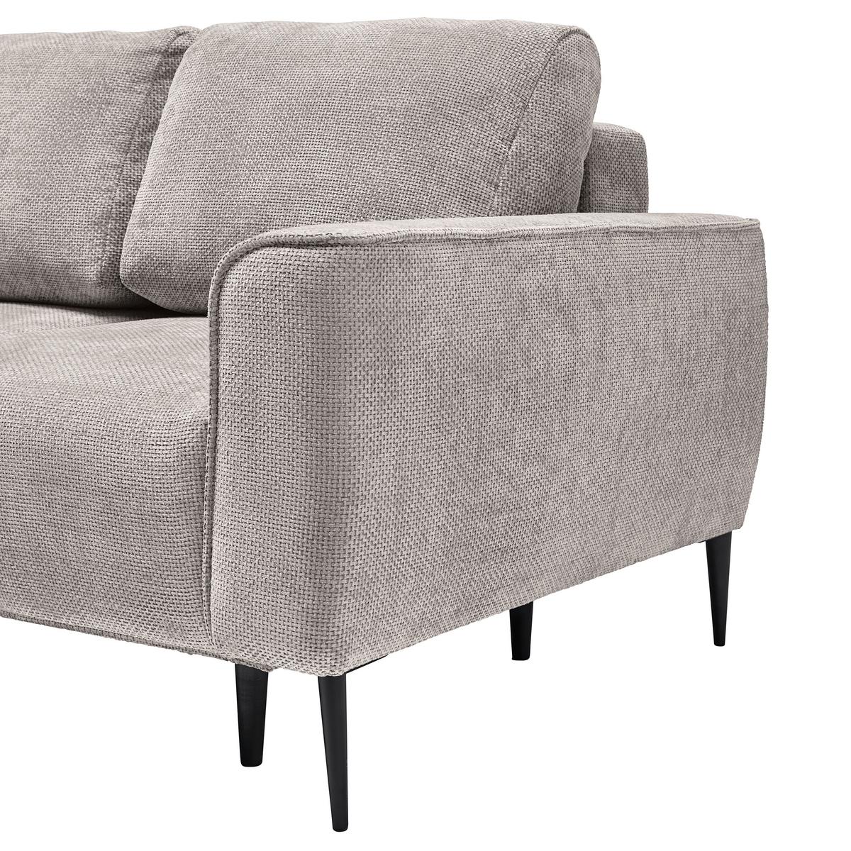 Ecksofa Custom Hellgrau - Hellgrau/Schwarz, MODERN, Textil/Metall (164/85/255cm) - Mömax