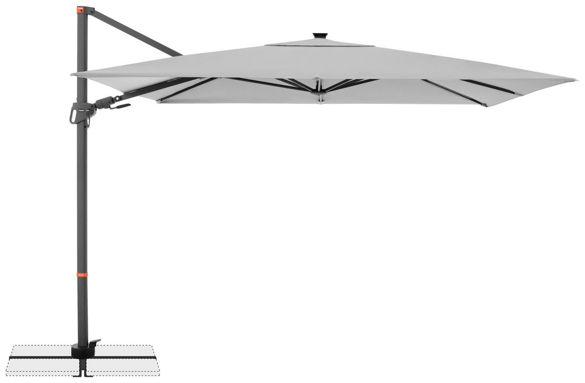 Ampelschirm Myzone Led Hellgrau ca. 300x220cm - Anthrazit/Hellgrau, Basics, Textil/Metall (300/220cm) - Doppler