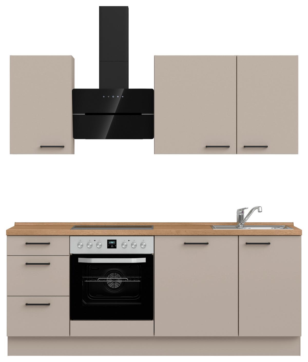 Küchenleerblock Easytouch High o. Geräte Sandfarben - Sandfarben/Eichefarben, MODERN, Holzwerkstoff/Metall (210cm) - Nobilia