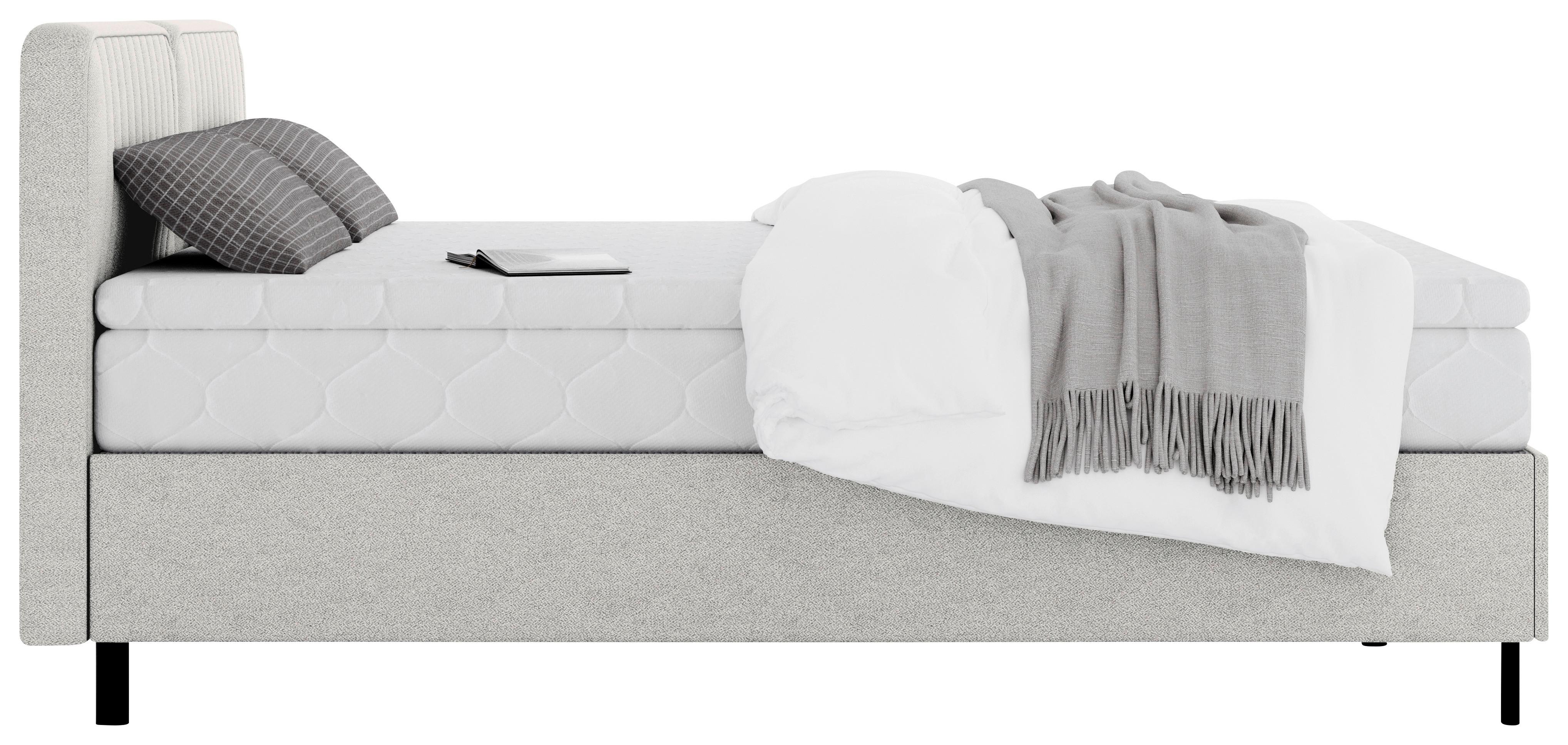 Boxbett Livetto Hellgrau ca. 160x200cm - Hellgrau/Schwarz, KONVENTIONELL, Holz/Holzwerkstoff (160/200cm) - Mömax