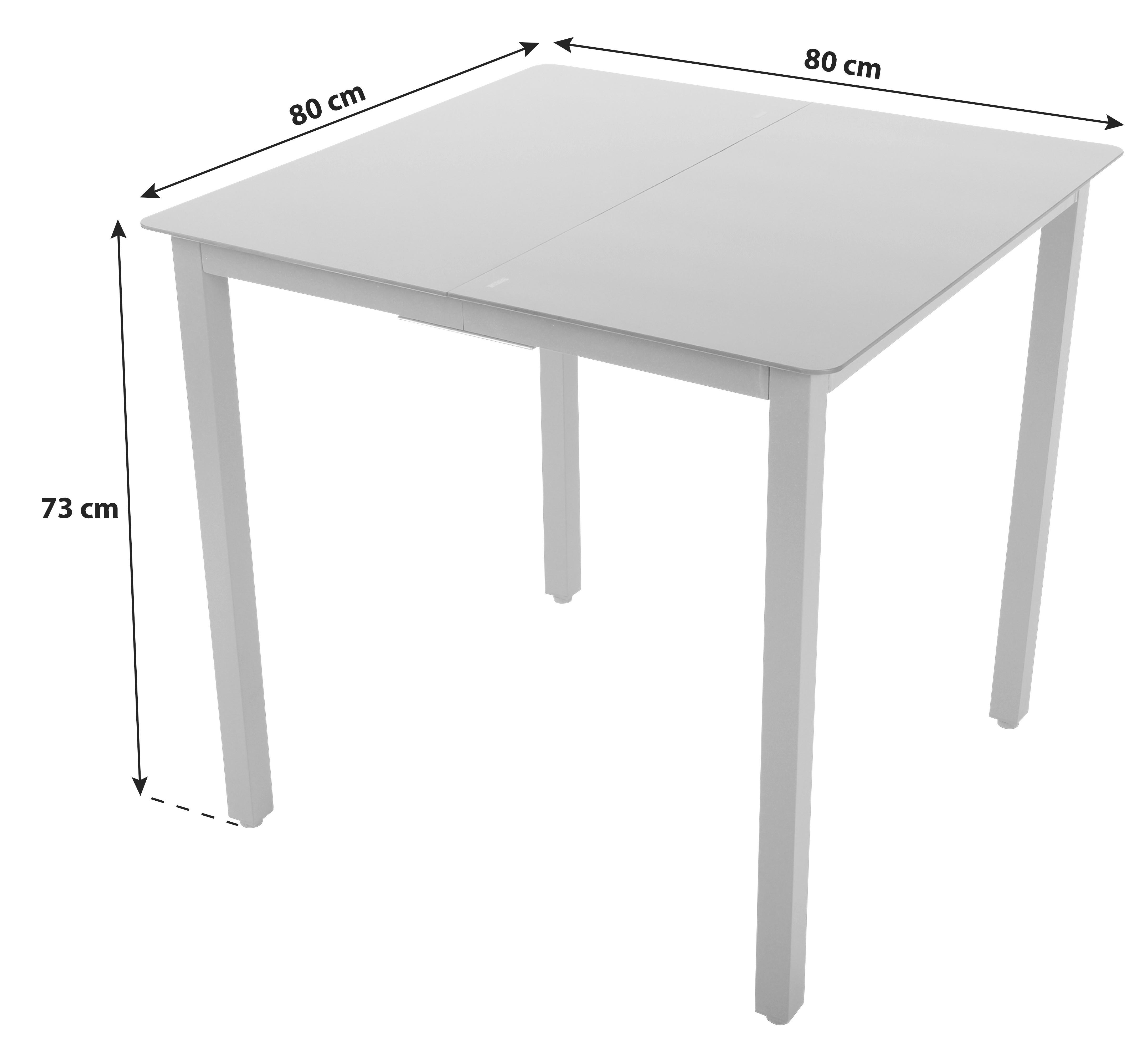 Gartentisch ca. 80x73x80 cm Schwarz - Schwarz, Basics, Glas/Metall (80/73/80cm) - MID.YOU