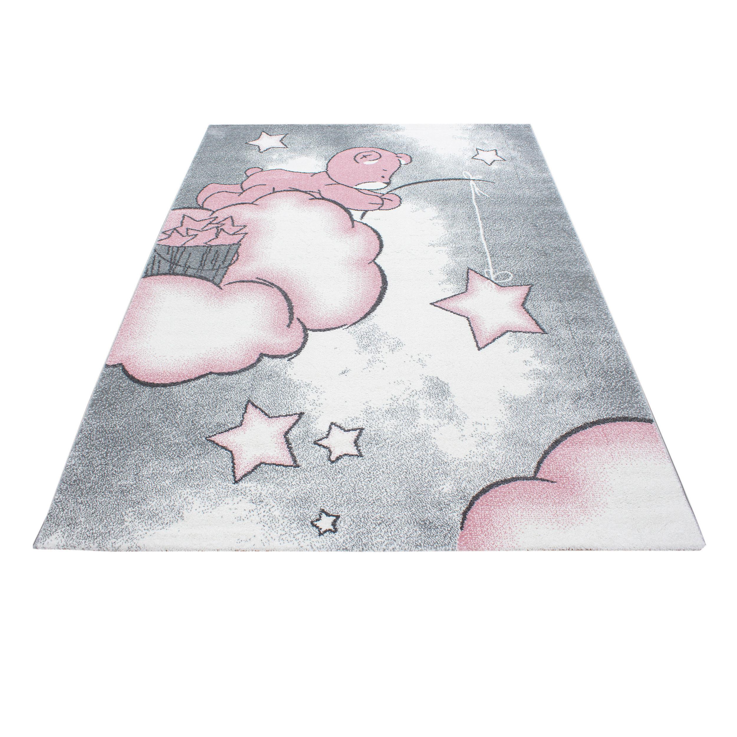 Otroška Preproga Kids, 80x150cm, Siva, Roza - pink/siva, Trend, tekstil (80/150cm) - Ben'n'jen