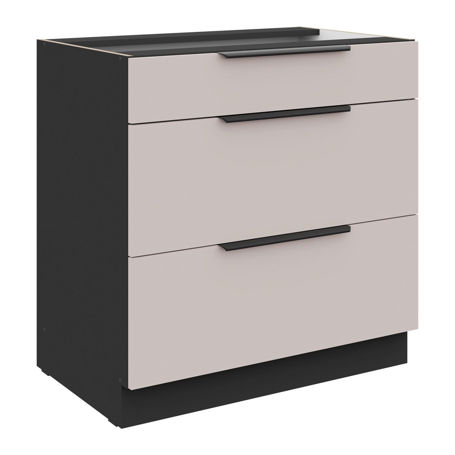 Baza 80 3 Ladice Arona - bijela/bež, Moderno, drvni materijal/metal (80/82/52cm)