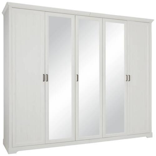 Drehtürenschrank in Weiss - Weiss/Nickelfarben, Romantik / Landhaus, Holzwerkstoff/Metall (264/220/64cm) - Zandiara