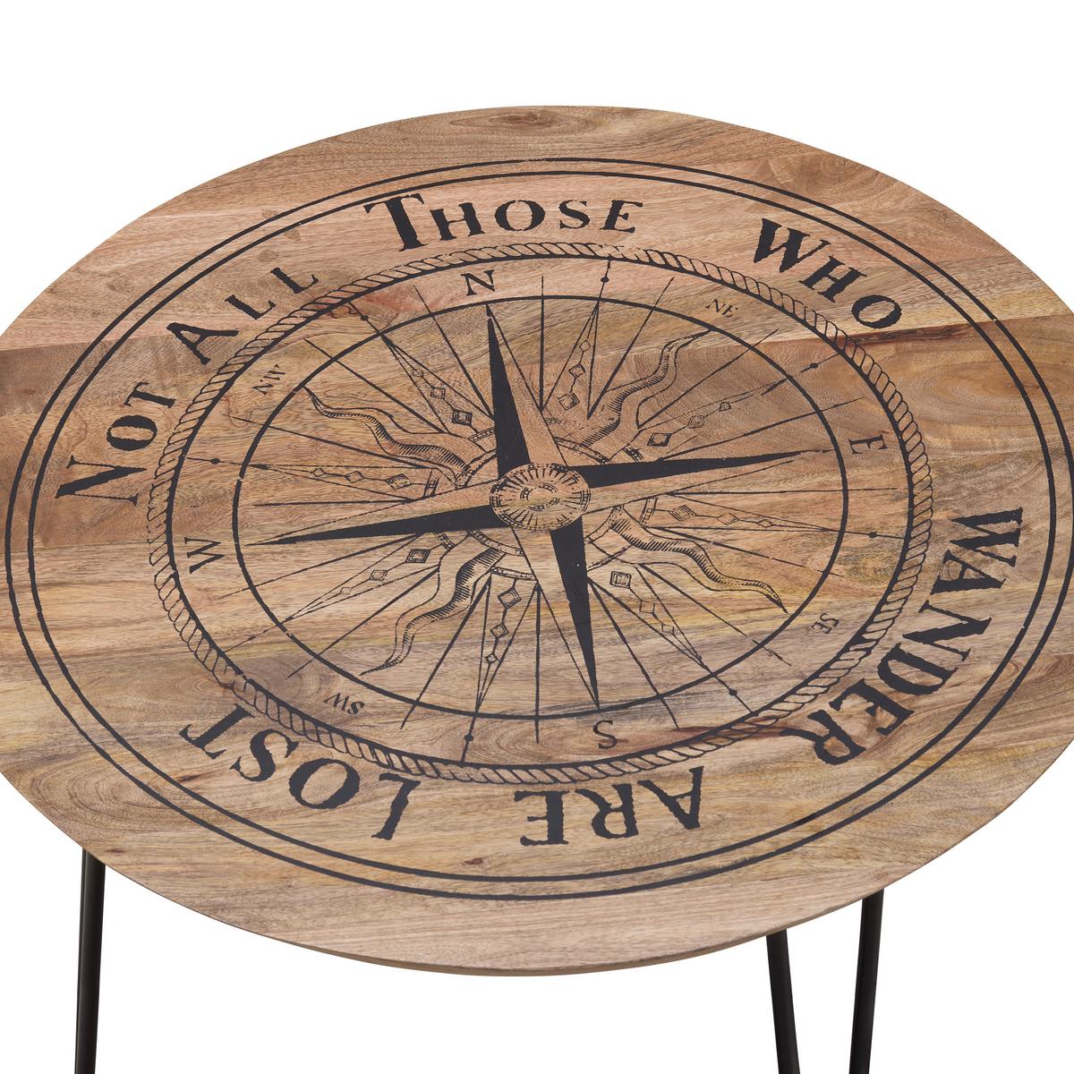 Couchtisch Nevis in Schwarz/Natur - Schwarz/Naturfarben, Natur, Holz/Metall (70/70/45cm) - Based