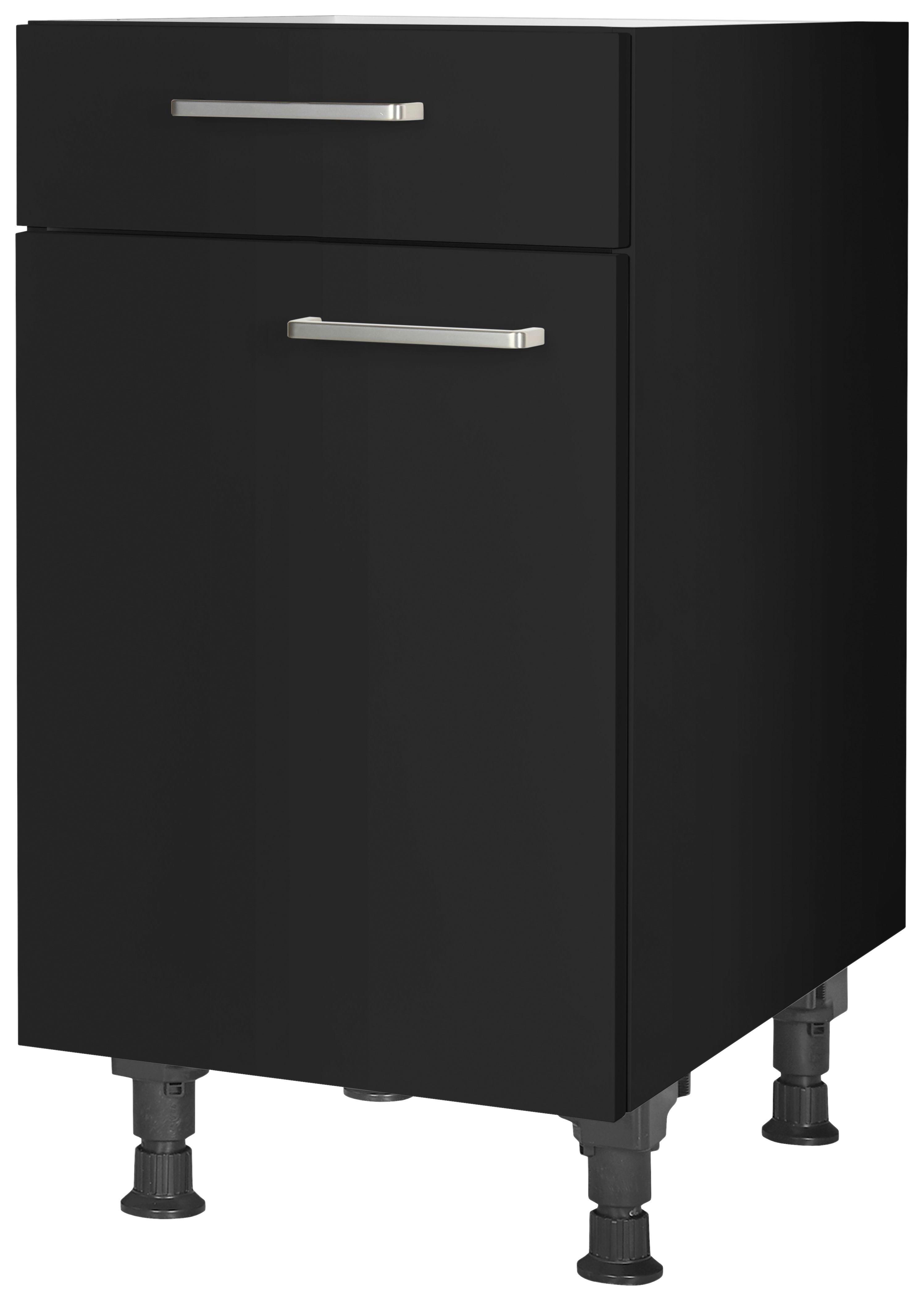 Schubkastenunterschrank Touch Schwarz - Edelstahlfarben/Schwarz, MODERN, Holzwerkstoff/Metall (45/87/56cm) - Nobilia