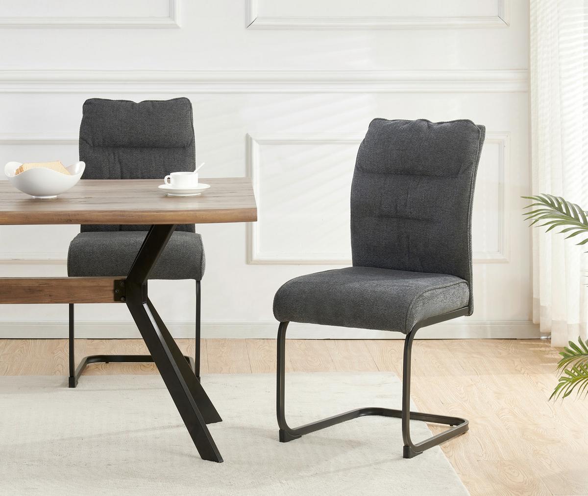 SCHWINGSTUHL-SET FRIEDA - Anthrazit/Schwarz, Modern, Textil/Metall (47/94/61cm) - MID.YOU