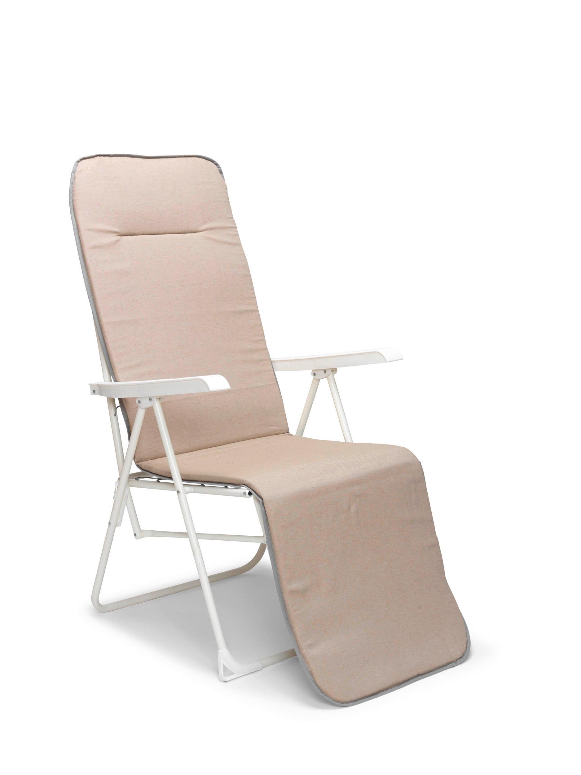 Relaxliege Chiemsee Beige/Weiß - Beige/Weiß, Basics, Textil/Metall (58/108/75cm) - Gardenson