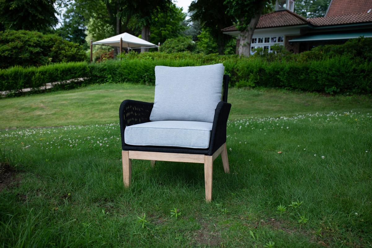 Loungegarnitur 4-tlg Mykonos aus Holz mit Kissen - Anthrazit/Hellgrau, Basics, Holz/Textil (135/90/73cm) - Acamp