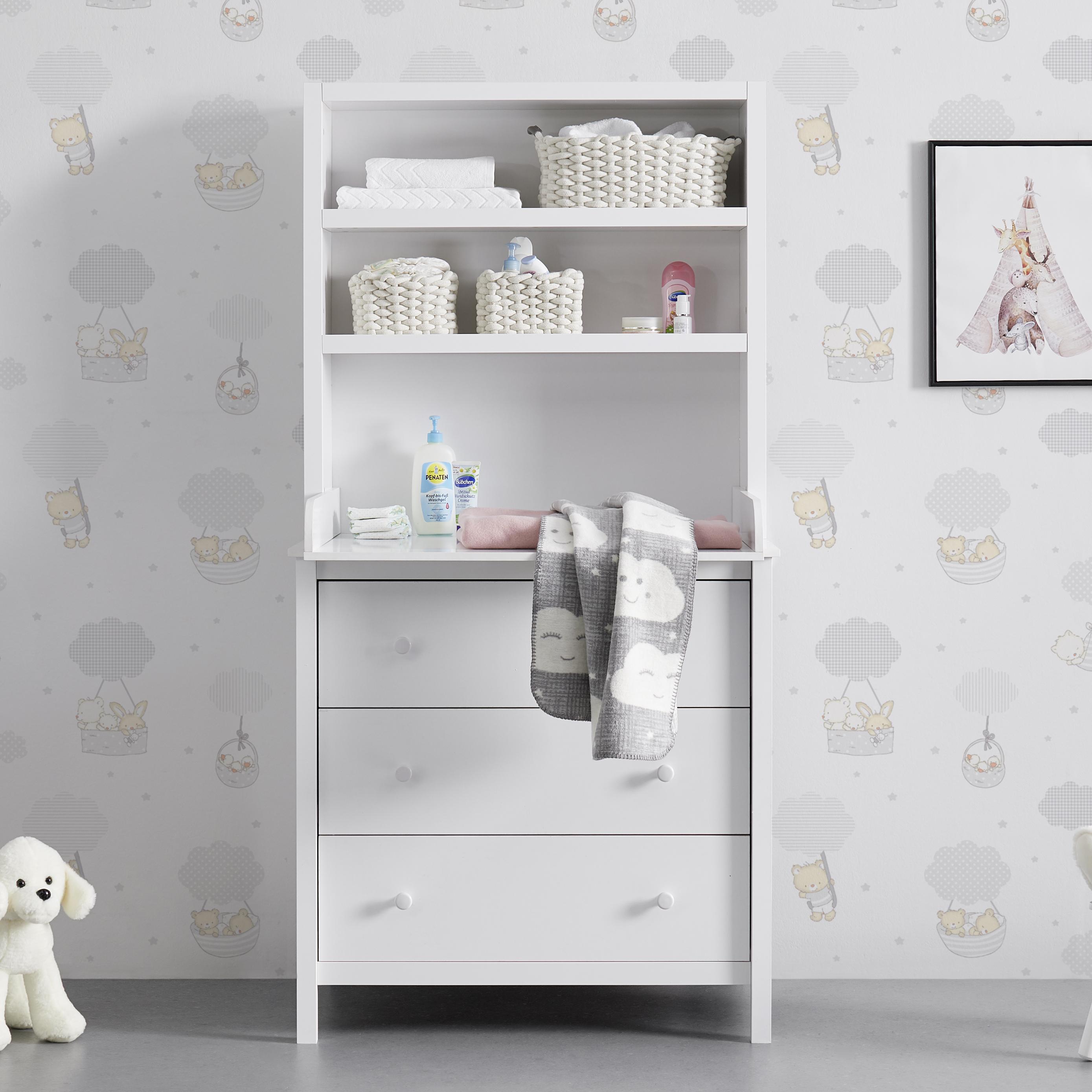 Previjalna Komoda Maria, Bela - bela, Moderno, umetna masa (90/180/70cm) - Bessagi Kids