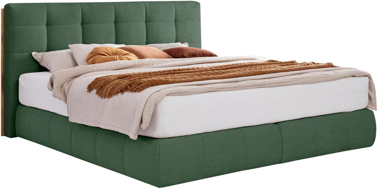 Boxspringbett Lavenito Grün ca. 160x200cm - Schwarz/Grün, KONVENTIONELL, Textil (160/200cm) - Premium Living