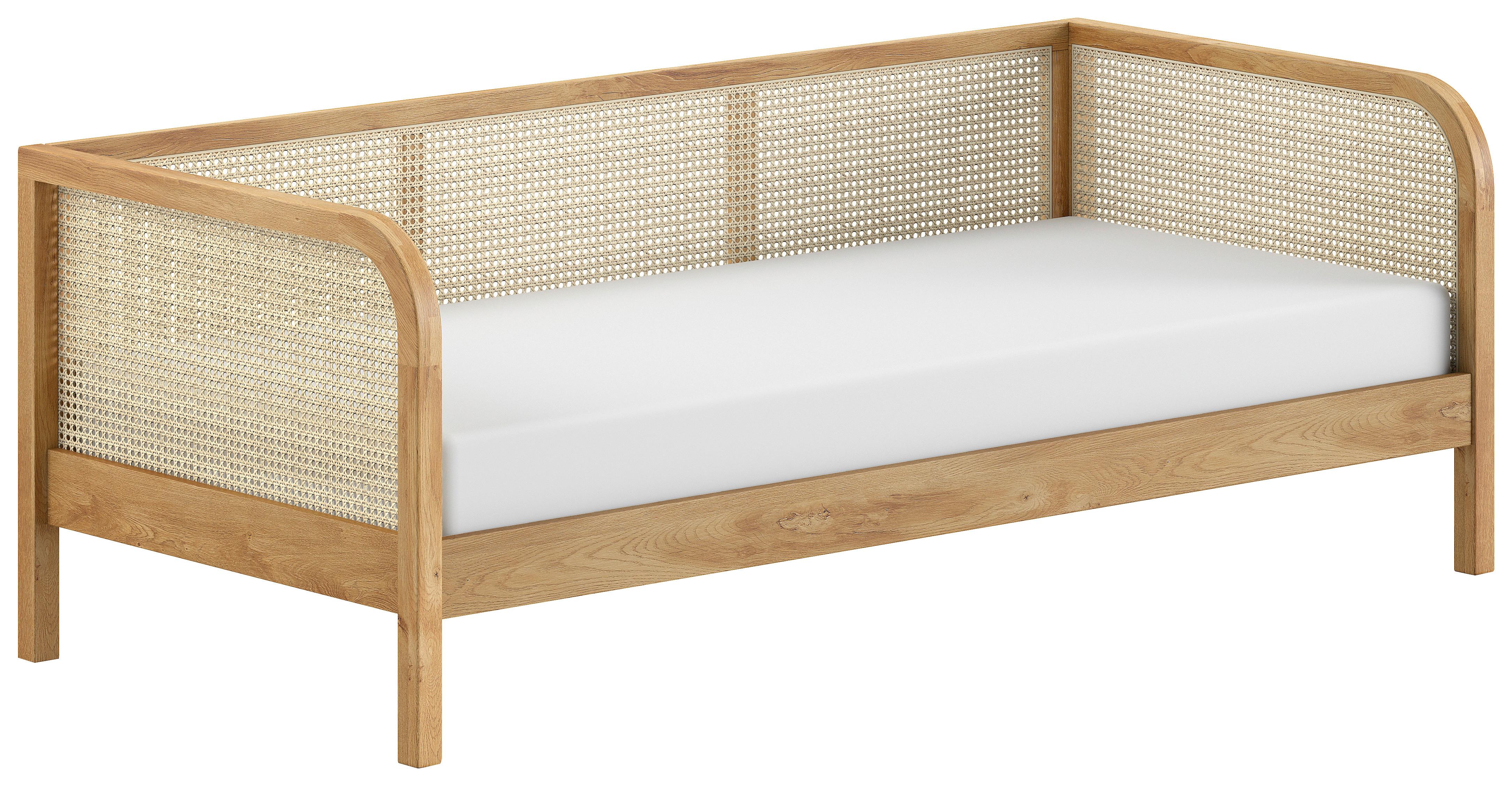 Bett Olive ca. 90x200 cm Eichefarben - Eichefarben/Nickelfarben, MODERN, Holz/Holzwerkstoff (90/200cm) - MID.YOU
