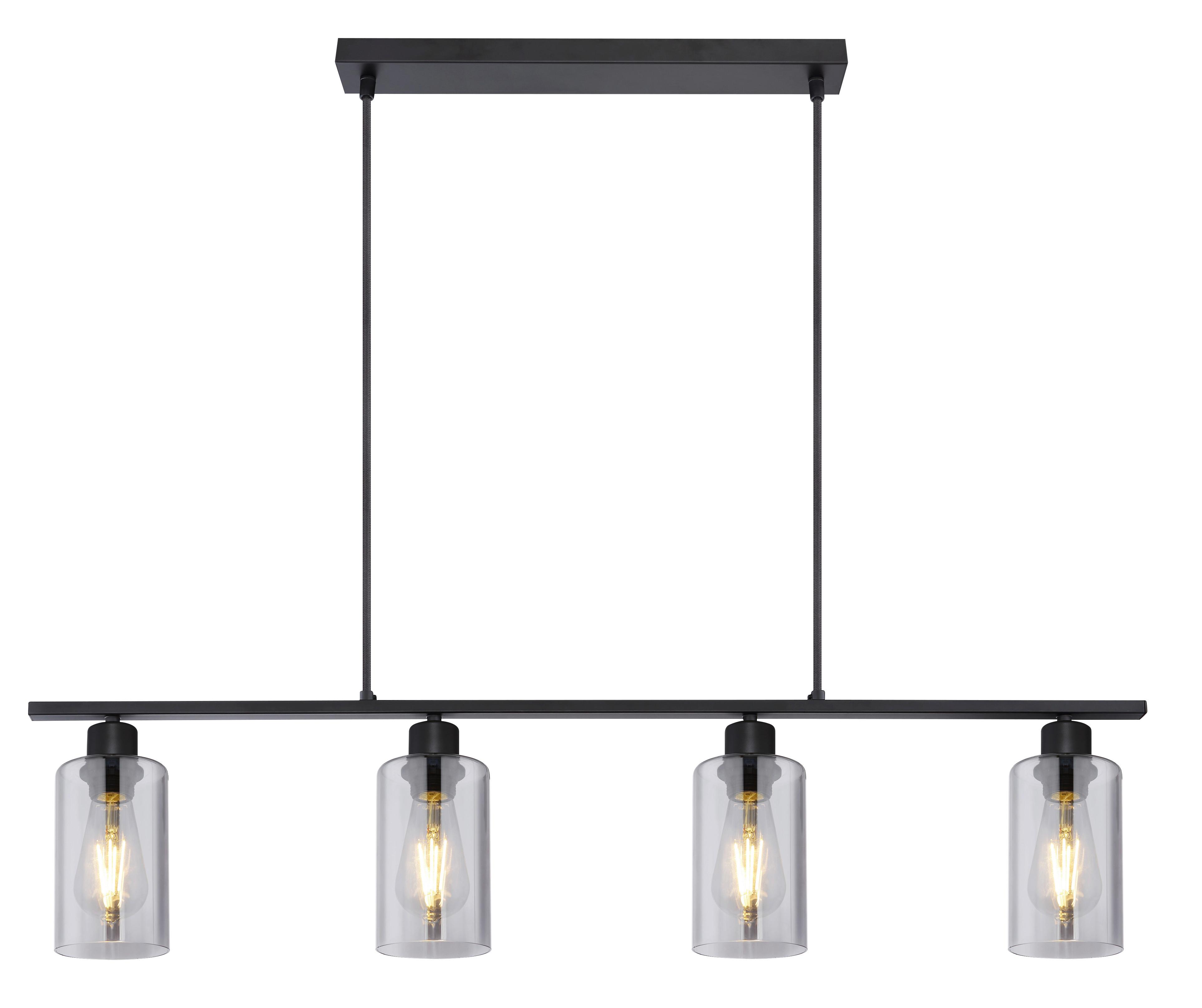Hängeleuchte Hadera max. 60 Watt - Schwarz, Basics, Glas/Metall (98/10/120cm) - Globo