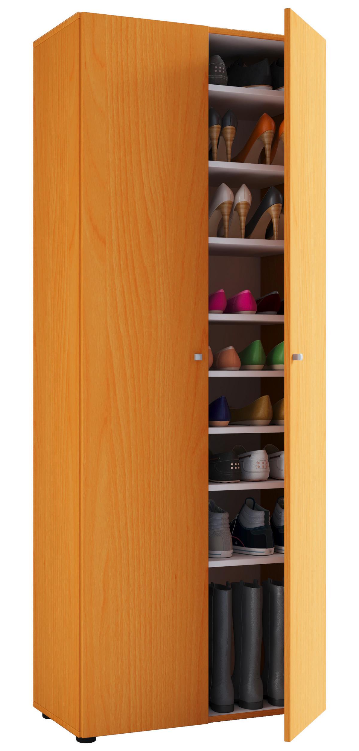 SCHUHSCHRANK VANDOL I 9 DT - Buchefarben/Schwarz, Design, Holzwerkstoff/Kunststoff (71/180/39cm) - MID.YOU
