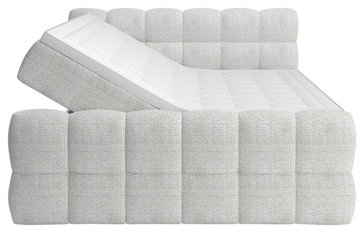 Boxspring Krevet Brisbane - sivo-bijela/crna, Trend, drvni materijal/drvo (140/200cm) - Premium Living