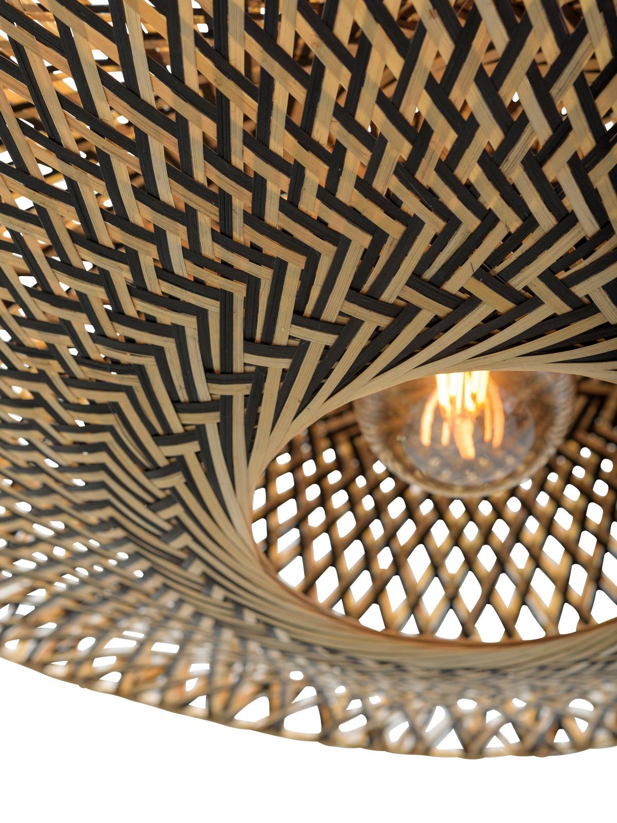 Stropna Svetilka Bali - svetlo rjava/črna, Natur, kovina/naravni materiali (60/15cm) - Good & Mojo