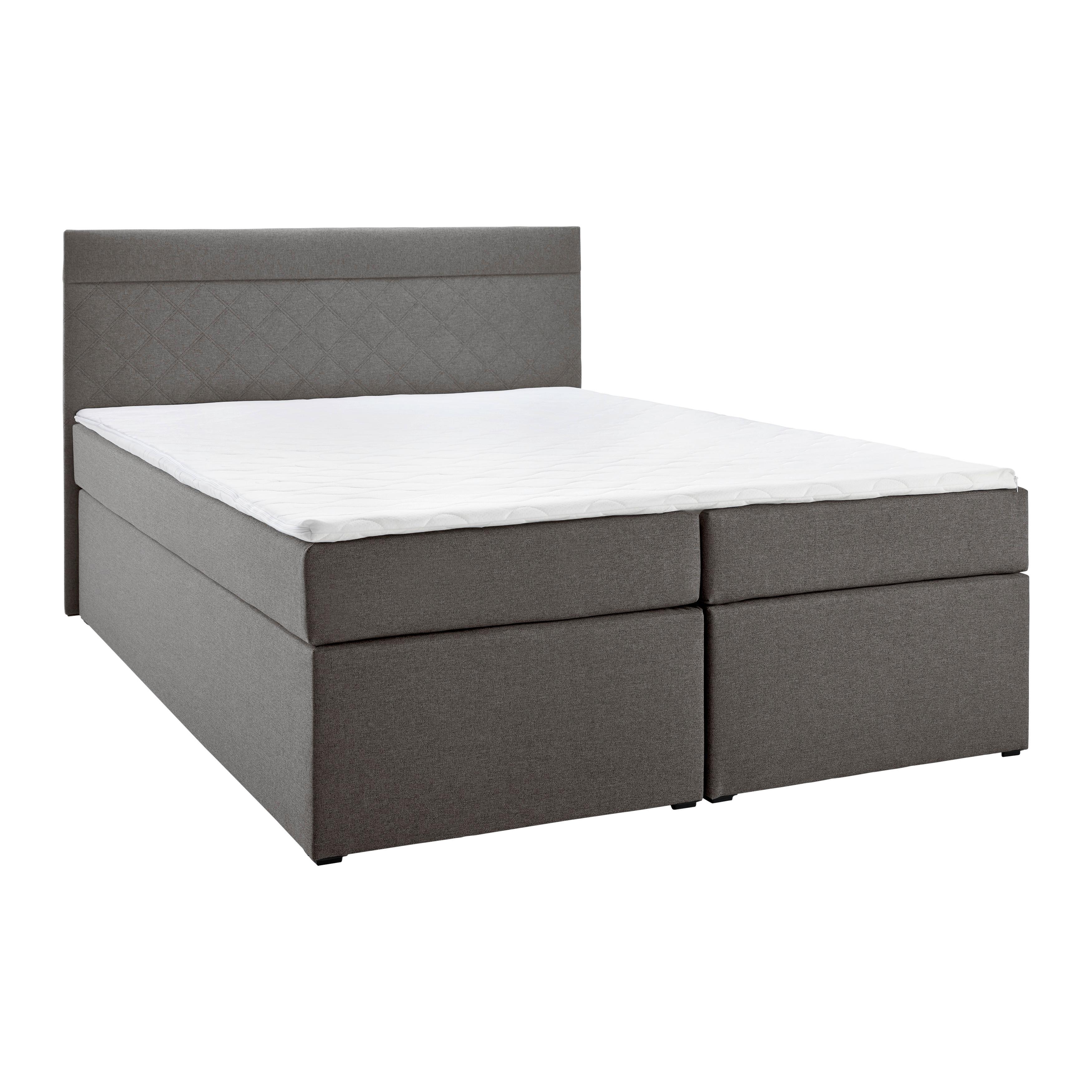 Boxbett Rosa ca. 140x200 cm Grau mit Topper - Schwarz/Grau, MODERN, Holz/Holzwerkstoff (140/200cm) - Bessagi Home