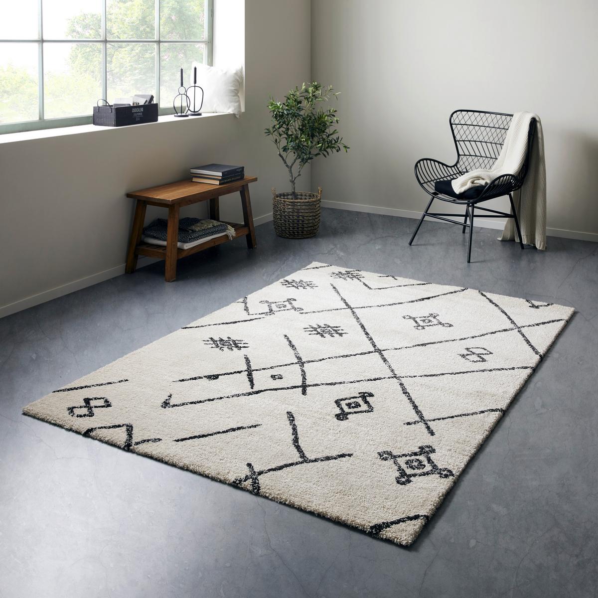 Covor țesut Timon - crem/negru, Modern, textil (80/150cm) - Modern Living