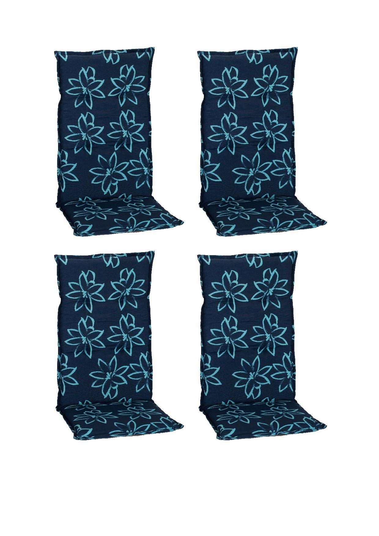 Hochlehner Auflagen Bunde 4er- Set ca. 118x50 cm Blau - Blau/Hellblau, Basics, Textil (118/50/6cm) - Gardenson