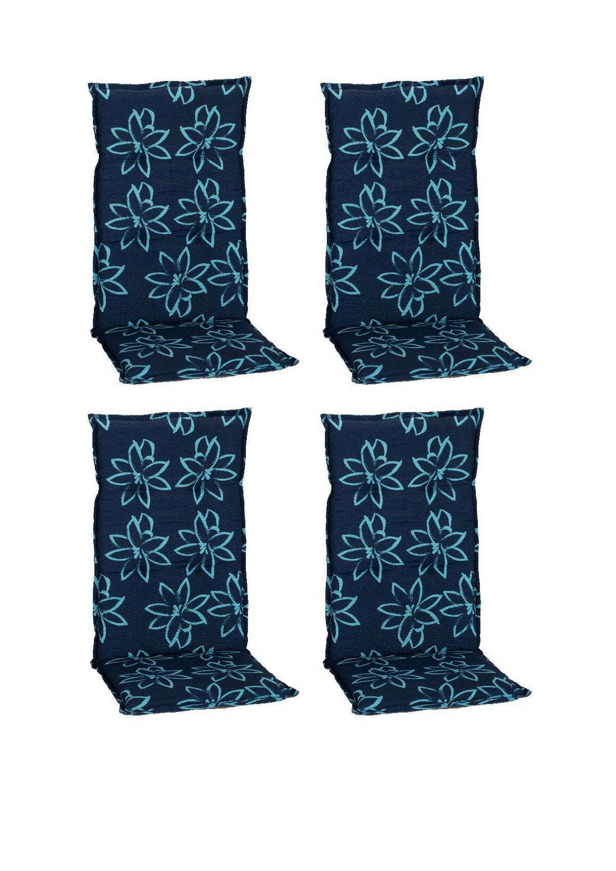 Hochlehner Auflagen Bunde 4er- Set ca. 118x50 cm Blau - Blau/Hellblau, Basics, Textil (118/50/6cm) - Gardenson