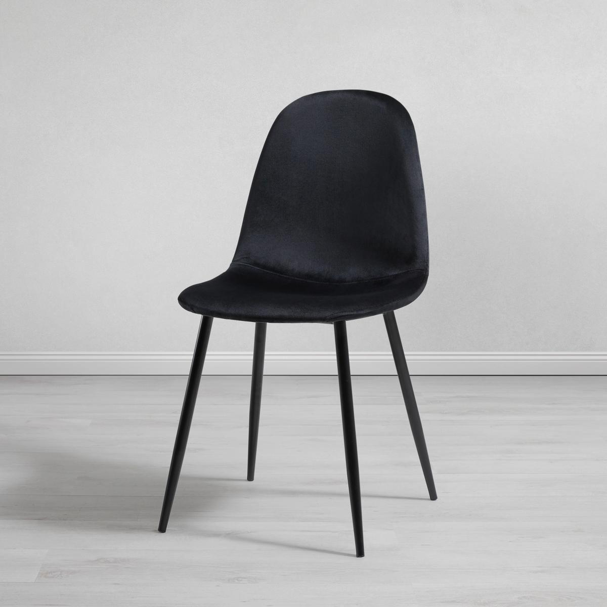 Stol Lio, Črna, Žamet - črna, Moderno, kovina/tekstil (43/86/55cm) - Bessagi Home