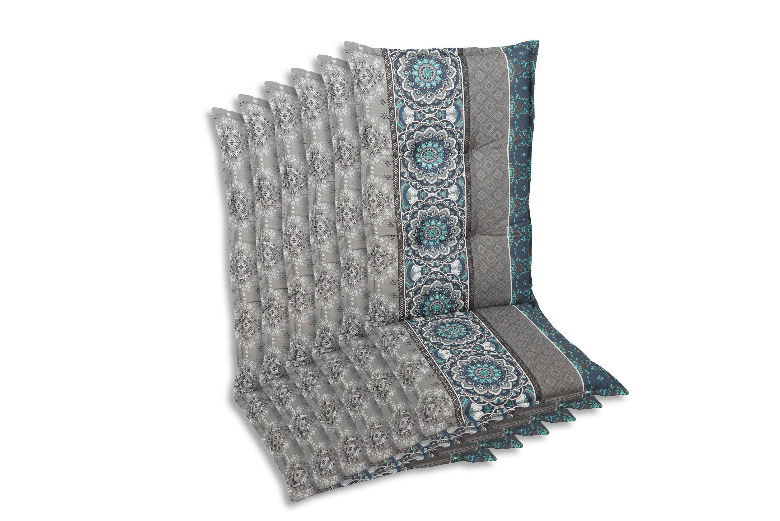 Sesselauflagenset Blau/Grau, 6-teilig - Blau/Hellgrau, Basics, Textil (50/7/120cm)