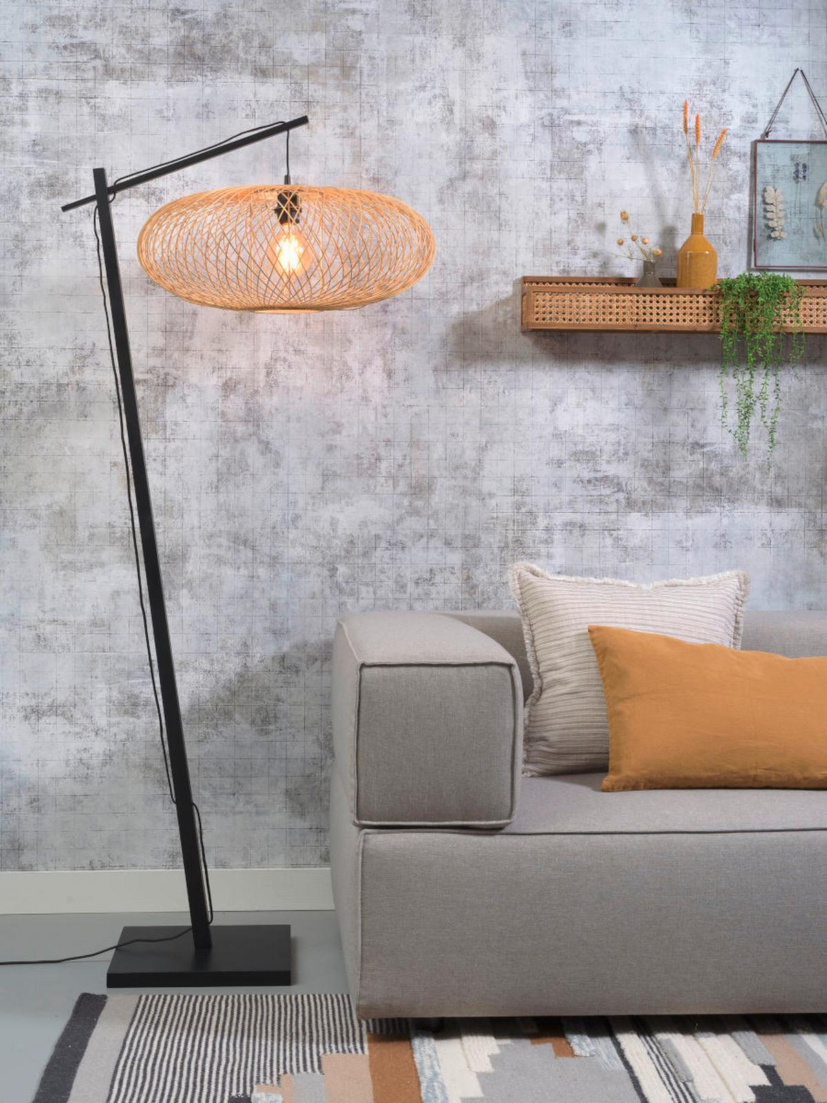 Stoječa Svetilka Cango, Črna, Naravna Barva - črna/naravne barve, Trend (176/60/80cm) - Good & Mojo