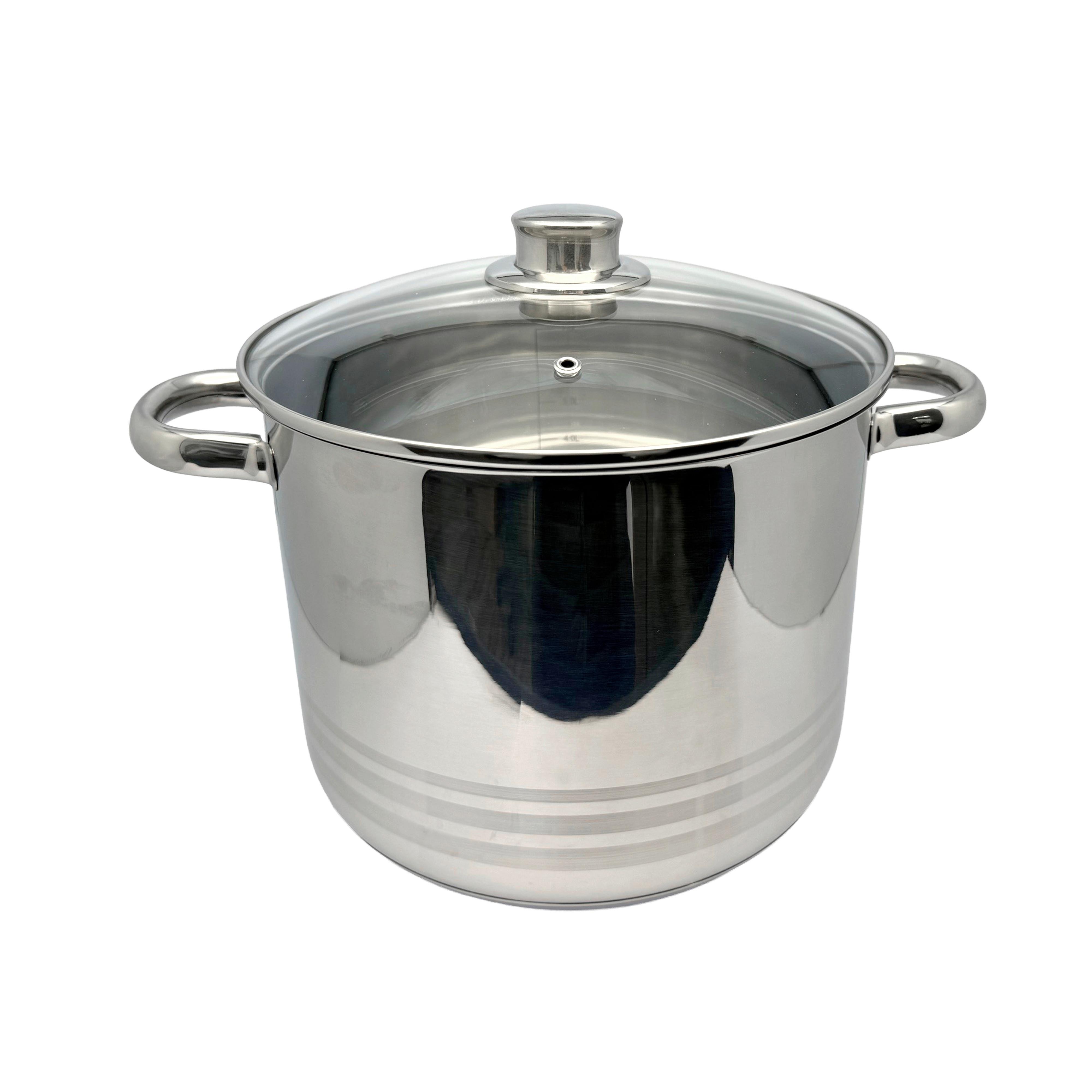 Oală cu capac din sticlă Paula cca. 7 l - străveziu/culoare inox, Konventionell, sticlă/metal (24/18cm) - Based