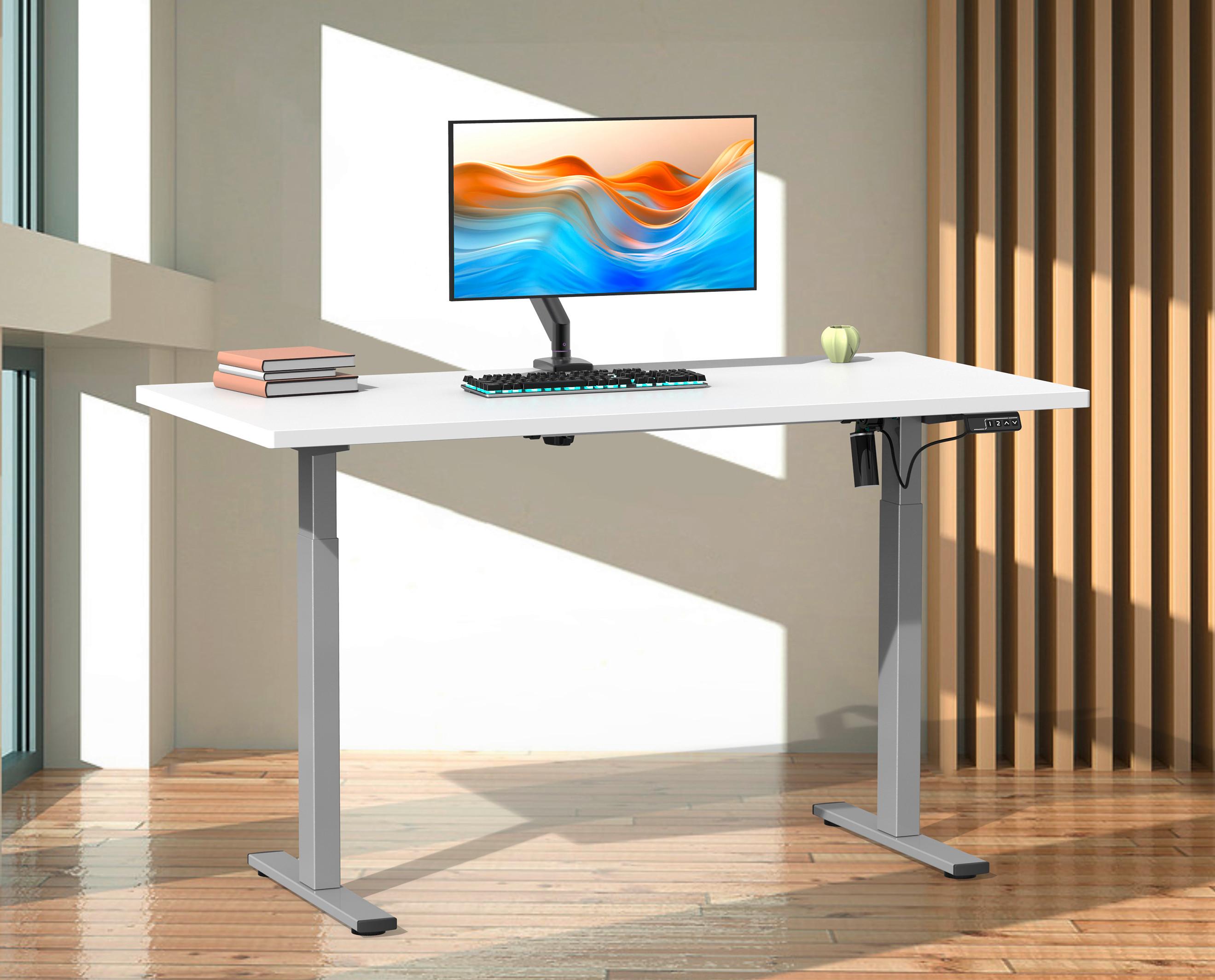 SCHREIBTISCH E-LONA - Weiss/Silberfarben, Design, Holzwerkstoff/Metall (110/71/80cm) - MID.YOU