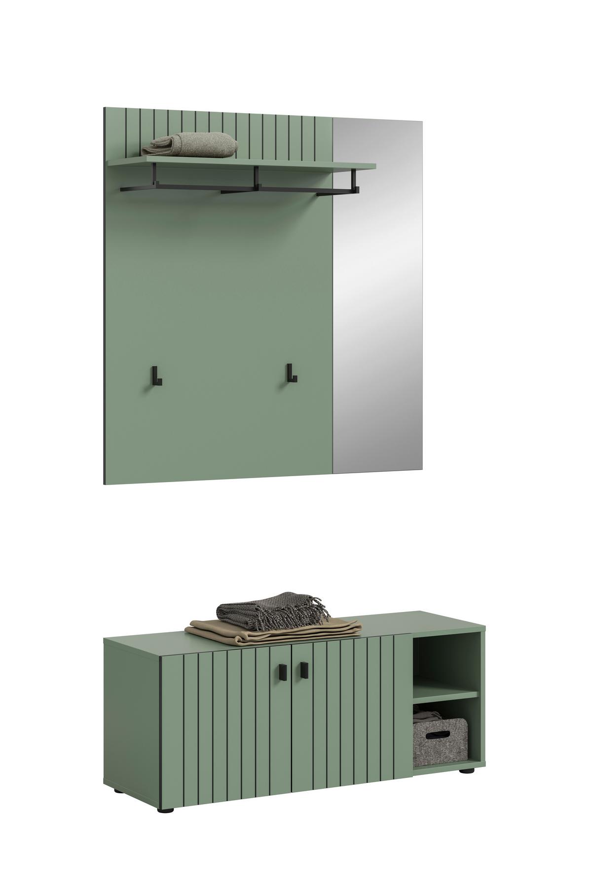 Predsoba Station, Sivozelena, 2-Delna - sivozelena, Design, leseni material (106/192/37cm) - MID.YOU